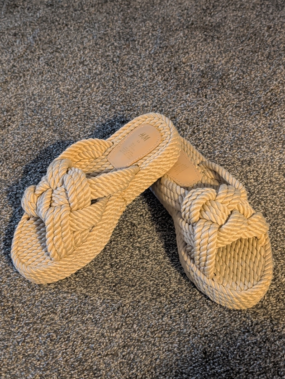H&M Beige Rope Knot Slide Sandals
